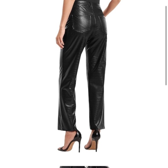 Express Croc-Embossed Faux Leather High-Rise Straight-Leg Pants 2 Office Siren - Picture 3 of 9